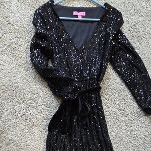 Sequin formal black dress